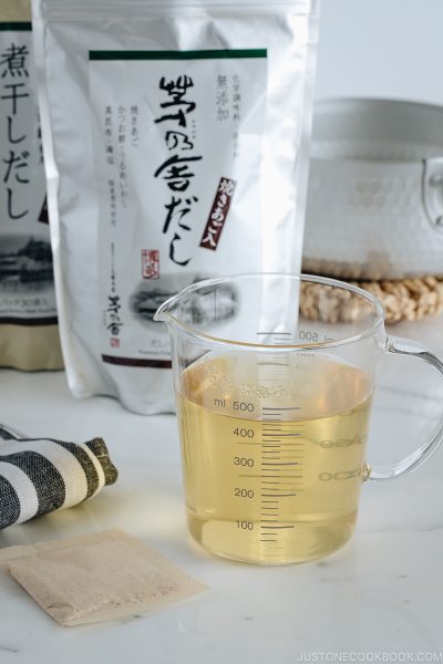 Dashi made from Dashi Packet.