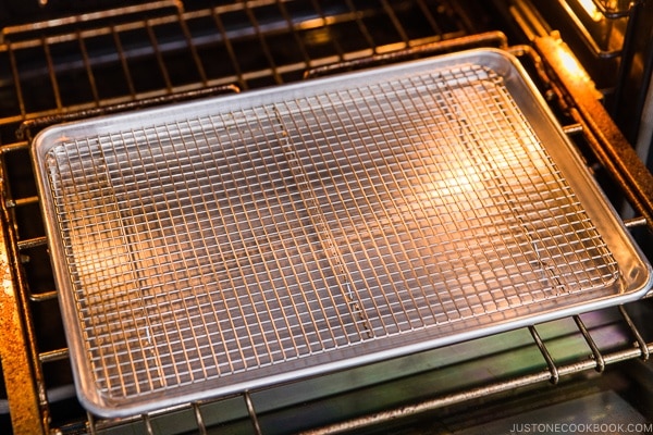 baking sheet and wire rack.