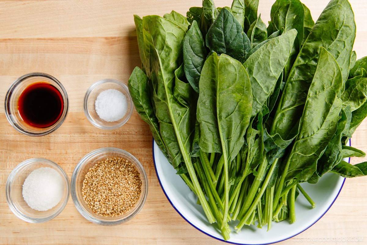 Japanese Spinach Salad with Sesame Dressing (Gomaae) Ingredients