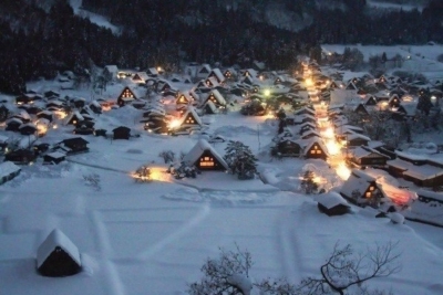 Shirakawa-go Night Snow View