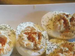 Salmon Deviled Eggs with Homemade Mayonnaise