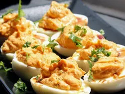 Harissa Deviled Eggs