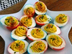 Red, White and Blue Deviled Eggs