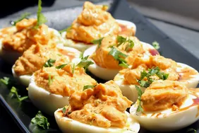 Harissa Deviled Eggs